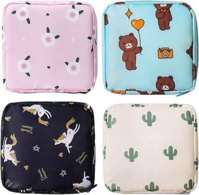 AASAISH Sanitary Napkin Storage Bag, 2Pcs Zipper Menstrual Pad Bag Portable Sanitary Napkin Storage Tampons Holder for Purse First Period Kit for Teen Girls Store Sanitary Pads for Women.