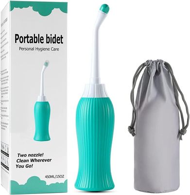 RAMPKD 500ML Plastic Retractable Handheld Bidet Portable of Antislip, Bidet Angled Nozzle Spray Easy to use Portable Bidet with Travel Bag (Green)