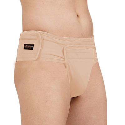 Inguinal Hernia Supporter || MODERATE COMPRESSION || Hook & Loop Closure || Scrotum Support || Gym & Daily Use Supporter || Relieve Pain and Swelling || Stretchable || Cotton-Lycra Fabric || Breathable Cotton-Lycra (Beige, 4XL)