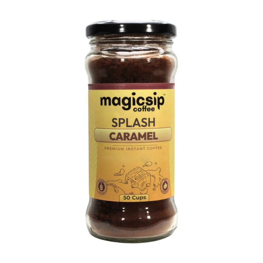 Magicsip Coffee Coorg Caramel Flavoured Instant Coffee | 100% Arabica | Instant Coffee Powder| 100g Jar |50 Servings