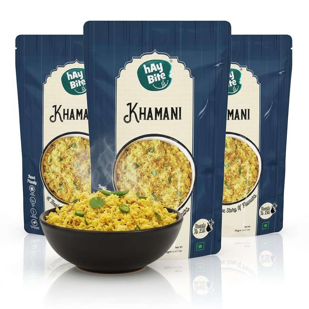 HAY BITE Khamani Instant Mix | Pack of 3 | Serves up to 150 g per Pack | Freeze-Dried Food Technology | Ready to Cook and Eat | No Preservatives | Free from Artificial Colors and Flavors