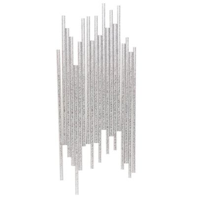 CALANDIS 20 Shiny Silver Paper Straws Kids Birthday Tableware