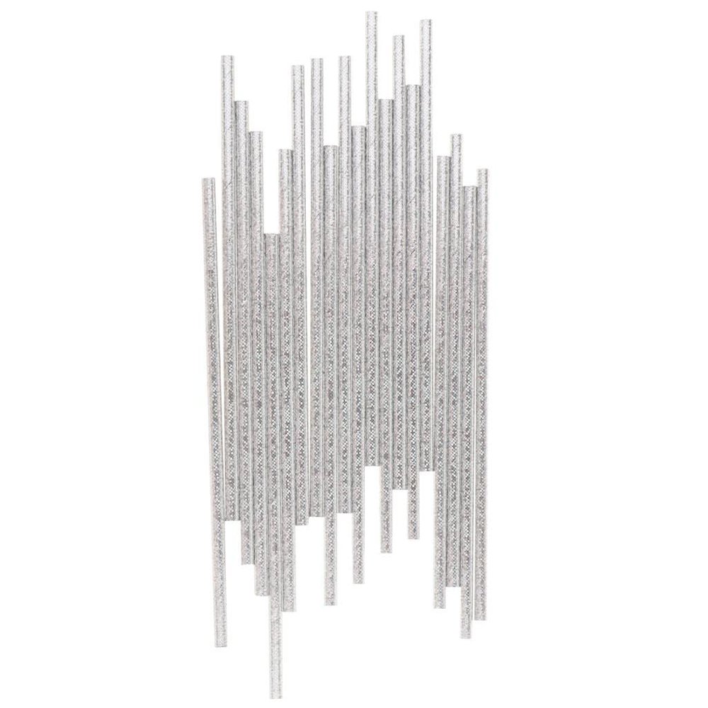 CALANDIS 20 Shiny Silver Paper Straws Kids Birthday Tableware