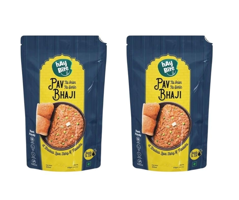 HAY BITE Pav Bhaji Instant Mix (Nong) | Pack of 2 | 300 g per Pack | Freeze-Dried | Ready to Cook & Eat | No Preservatives | No Artificial Colors or Flavors | Convenient, Nutritious