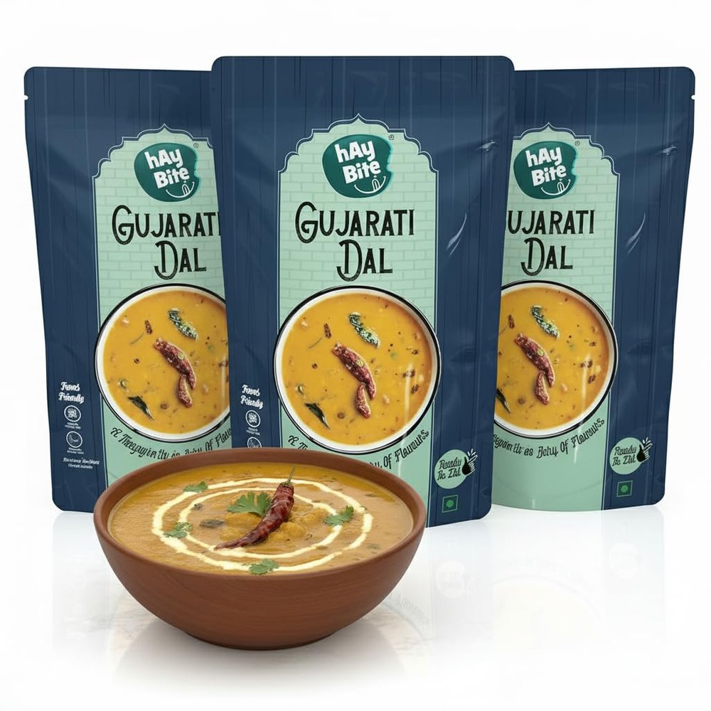 HAY BITE Gujarati Dal Instant Mix | Pack of 3 | Serves up to 280 g per Pack | Freeze-Dried Food Technology | Ready to Cook and Eat | No Preservatives | Free from Artificial Colors and Flavors