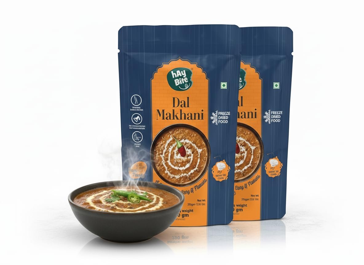 HAY BITE Dal Makhani Instant Mix | Pack of 2 | Serves up to 280 g per Pack | Freeze-Dried Food Technology | Ready to Cook and Eat | No Preservatives | Free from Artificial Colors and Flavors