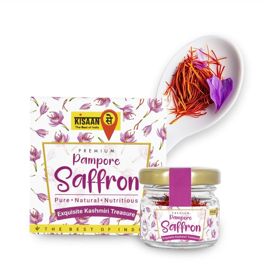 KisaanSay Kashmiri Saffron/Kesar/Keshar, 3gram, Premium Pack - A++ Grade, Saffron for pregnant women, Pooja rituals & Food aroma,baby saffron,saffron original kashmiri