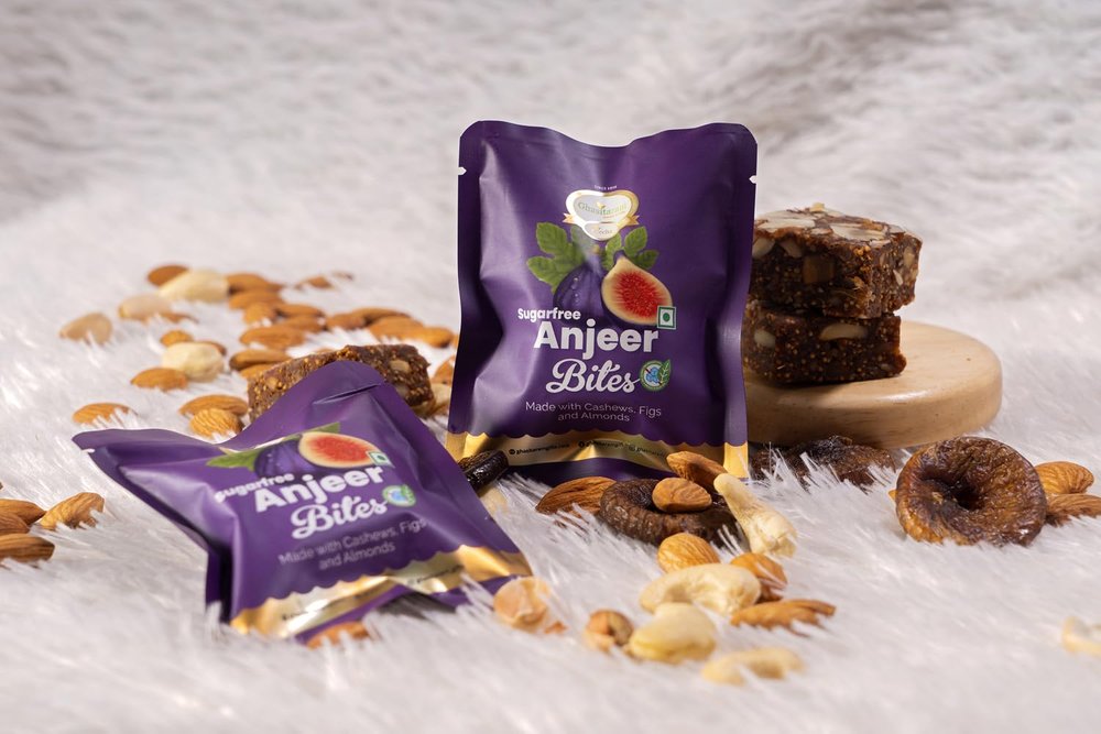 Jaiccha Ghasitaram Gifts Sugarfree Anjeer Bites Pouches Pack of 5|Sugar Free Sweets|Diabetic Friendly|Diwali Sugar Free Sweets Box