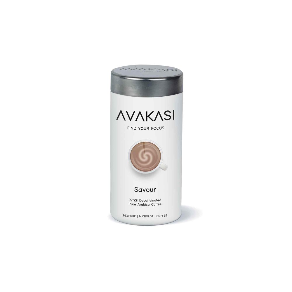 Avakasi Savour -99.9% Decaffeinated ground coffee in a collectible tin (French Press)-150gms