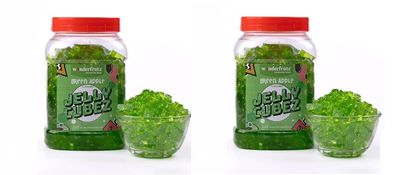 Wonderfrutz Fruit Flavoured Jelly Cubes| Ideal for Kids | Perfect Topping for Ice Creams, Cakes | Top up for Juice & Shakes& Cocktails |100% Gelatin Free Flavours Pack Of 2 (Green Apple)