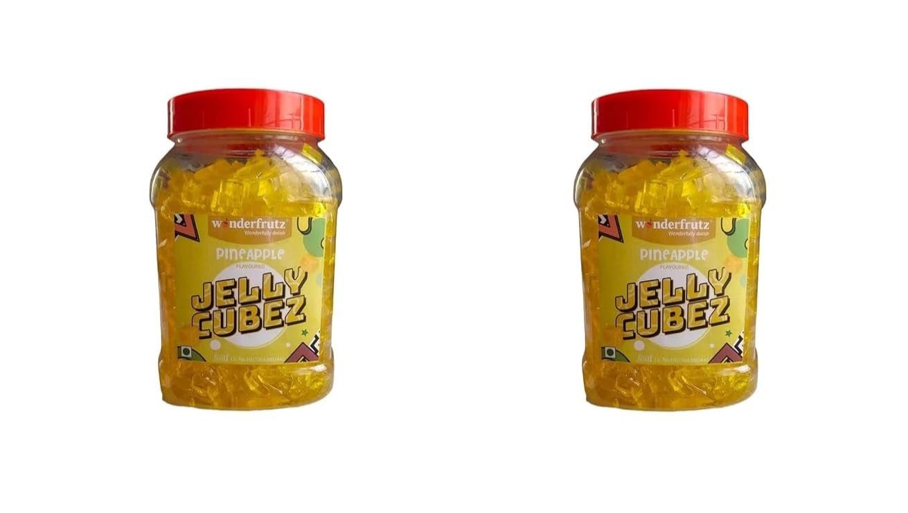 Wonderfrutz Fruit Flavoured Jelly Cubes| Ideal for Kids | Perfect Topping for Ice Creams, Cakes | Top up for Juice & Shakes& Cocktails |100% Gelatin Free Flavours Pack Of 2 (Pineapple)