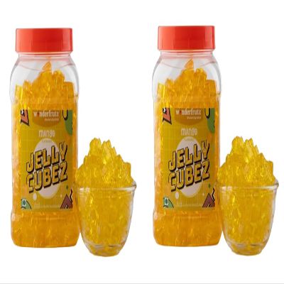 Wonderfrutz Fruit Flavoured Jelly Cubes| Ideal for Kids | Perfect Topping for Ice Creams, Cakes | Top up for Juice & Shakes& Cocktails |100% Gelatin Free Flavours Pack Of 2 (Mango)