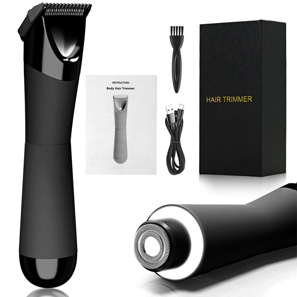 HANNEA Body Hair Trimmer with LED Cordless USB Electric Razors for Men Women Wet/Dry Use Bikini Trimmer Dual Head Design Painless Hair Trimmer IPX7 Waterproof