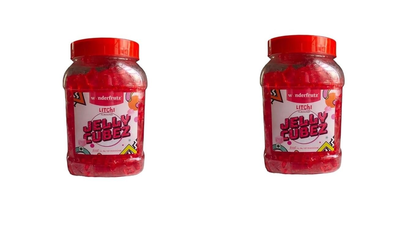 Wonderfrutz Fruit Flavoured Jelly Cubes| Ideal for Kids | Perfect Topping for Ice Creams, Cakes | Top up for Juice & Shakes& Cocktails |100% Gelatin Free Flavours Pack Of 2 (Litchi)