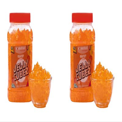 Wonderfrutz Fruit Flavoured Jelly Cubes| Ideal for Kids | Perfect Topping for Ice Creams, Cakes | Top up for Juice & Shakes& Cocktails |100% Gelatin Free Flavours Pack Of 2 (Orange)