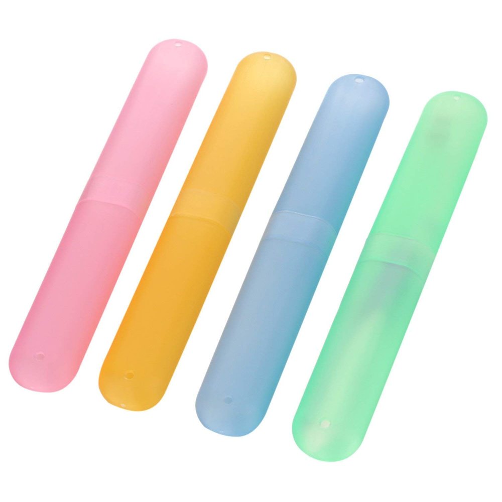 On Blow Plastic Toothbrush Cover, Container, Cap Multi Color (Pack of 2)
