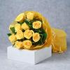 FlowerAura Tasty Fresh 500g Chocolate Cake With Fresh Live 10 Yellow Rose Bouquet For Valentine's Day Gift, Birthday Gift, Anniversary Gift, Women's Day Gift & Mother's Day Gift (Same Day Delivery) view 3