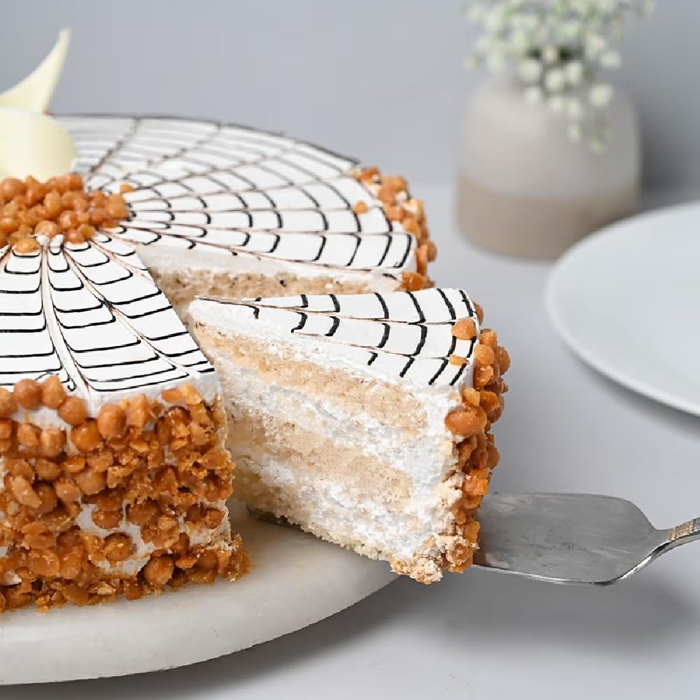 FlowerAura Savory Butterscotch Delicious Cake Gift's For Birthday, Anniversery, Valentine's Day, Mother's Day, Party (2.0kg) (Same Day Delivery)