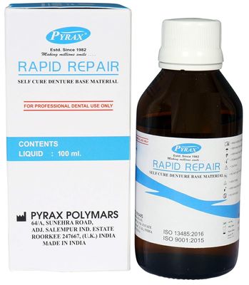 Rapid Repair Liquid, Cold Cure Liquid For Self Cure Denture Base Material Liquid 100 ML X 2pc