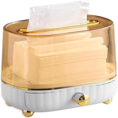 BLURISM Desktop Tissue Box Car Tissue Dispenser Transparent Tissue Cover Phone Stand Facial Tissue Holder Spring Tissue Dispenser Cosmetic Holder Makeup Household The Pet Tissue Set (Yellow)
