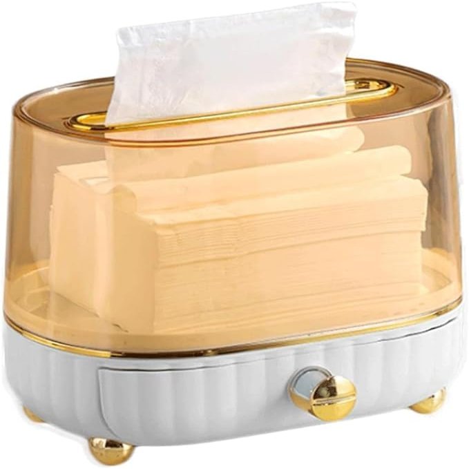BLURISM Desktop Tissue Box Car Tissue Dispenser Transparent Tissue Cover Phone Stand Facial Tissue Holder Spring Tissue Dispenser Cosmetic Holder Makeup Household The Pet Tissue Set (Yellow)