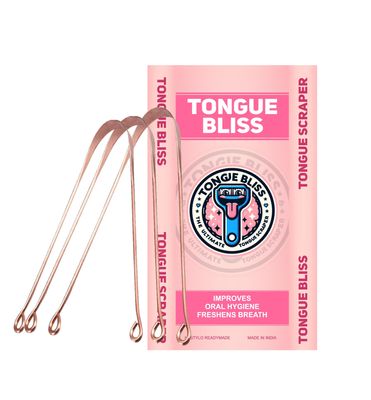 Tongue Bliss Copper Tongue Cleaner For Kids & Adults Ayurvedic Tongue Scraper For Bad Breath (Round) (Copper Round Pack of 3)