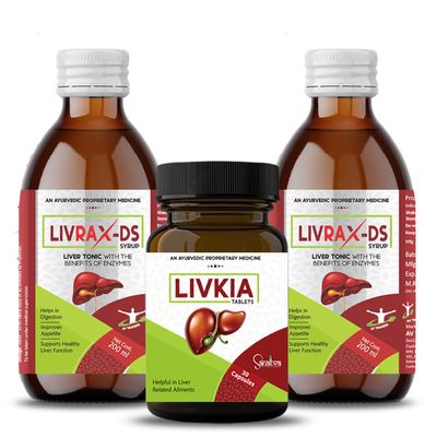 SANATVA LIVRAX DS Syrup 200ML Pack of 2 with Livkia - Liver support and Detox