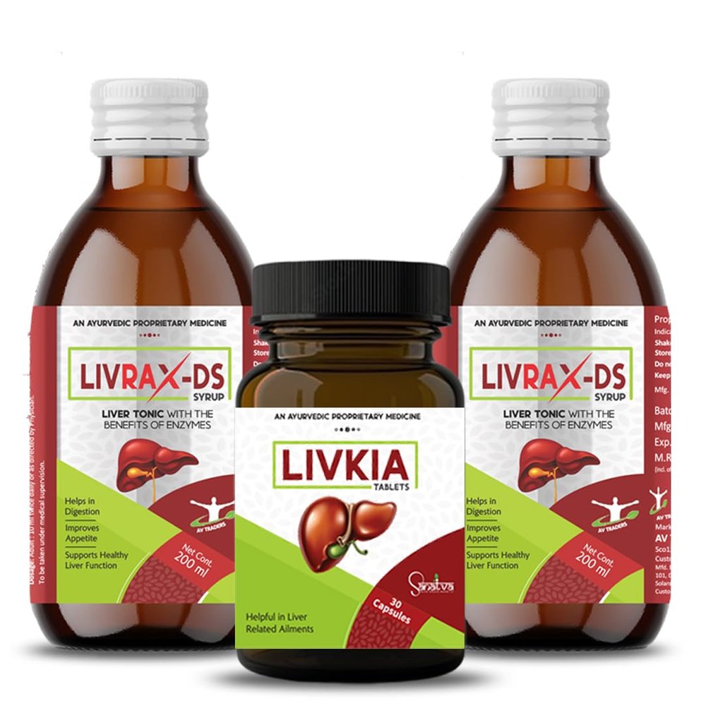 SANATVA LIVRAX DS Syrup 200ML Pack of 2 with Livkia - Liver support and Detox