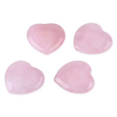 3NH Heart-Shaped Rose Quartz, 4pcs Rose Quartz Stone Semi-Precious Gemstone Decor 1.0x10x0.4inch Pink Crystal Healing Stone Gift for Friend