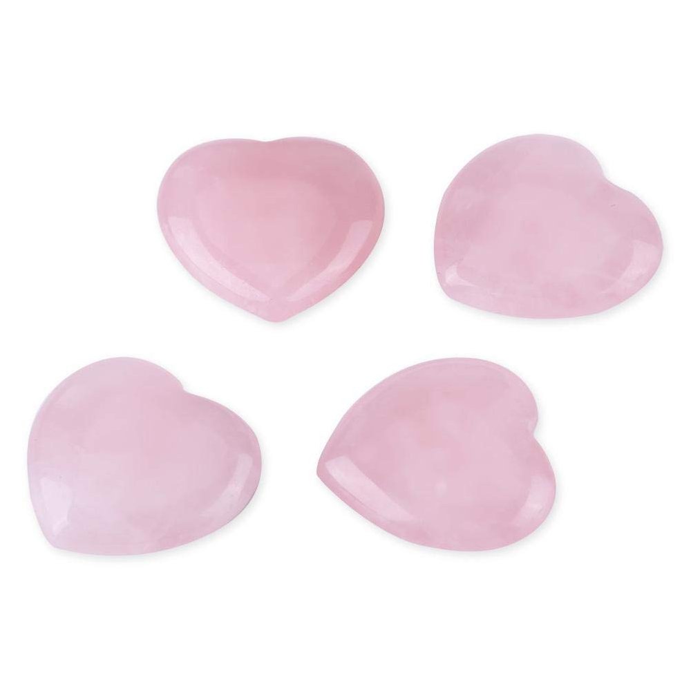 3NH Heart-Shaped Rose Quartz, 4pcs Rose Quartz Stone Semi-Precious Gemstone Decor 1.0x10x0.4inch Pink Crystal Healing Stone Gift for Friend
