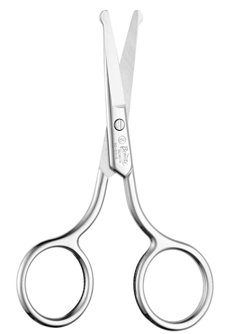 Beaut Secrets Nasal Safety Personal Grooming Scissors for Nose Hair Cutting, Beard, Mustache, and Eyebrow | Nose Hair Remover & Trimmer with Blunt Round Tip & Heavy Duty Non Rusting SS Metal