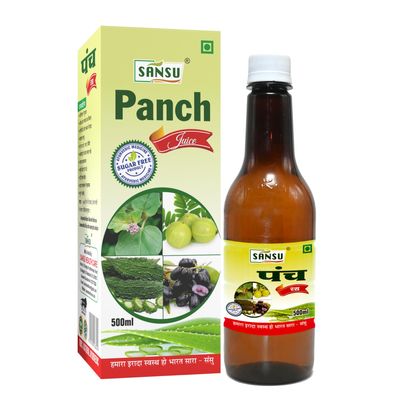 SANSU Panch Juice For Sugar Free Ras Viral Flu Anti Hair Fall, Skin And Pimple & Stomachache Juice 500ml (Pack of 3)