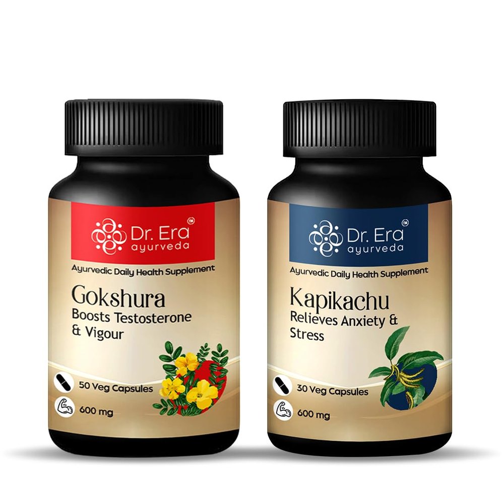 Dr. Era Ayurveda Organic Gokshura and Kapikachu Capsules, Pack of 2 (80 Capsules)