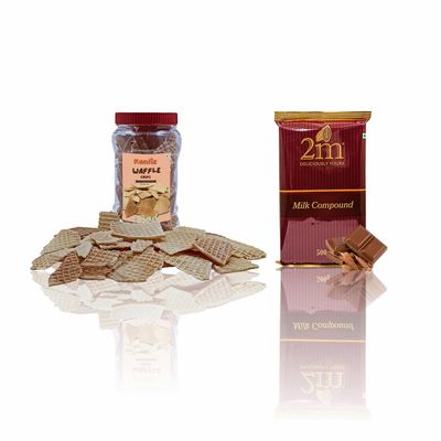 2M Milk Compound with Konfiz Waffle Chips (100 gram)-Perfect combination for making Homemade chocolates, desserts & many more