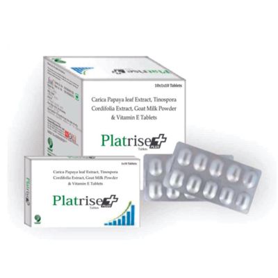 Platrise Plus Tablet for Support Blood Platelet, Digestion with Papaya Leaf Extract Goat Milk Powder & Vitamin E