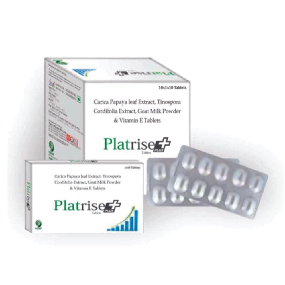 Platrise Plus Tablet for Support Blood Platelet, Digestion with Papaya Leaf Extract Goat Milk Powder & Vitamin E