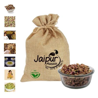 JAIPUR MASALE Natural Premium Sada Pista | Pista Kernel without Shell | High in Protein Pistachios Kernels | Plain Pista Healthy Snack (200 Gram) with Jute Bag