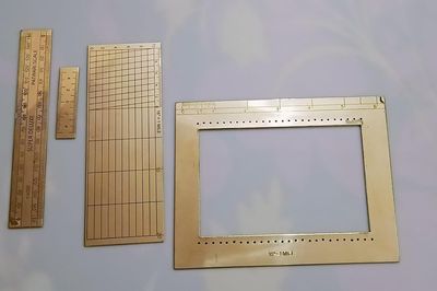 Brass Scale PATWARI AREA COMB/ACRE COMB WITH DIAGONAL SCALE OF 16'' = 1 MILE (SET OF 4 ITEMS/FULL BRASS)