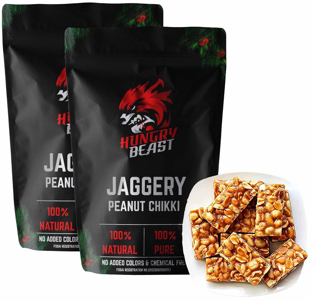 Healthy Pure Natural Jaggery Peanut Chikki | Bellam Palli Achu | Jaggery Groundnuts Chikki | Peanut Bar | Palli Patti | - 200 Grams (Pack of 2)
