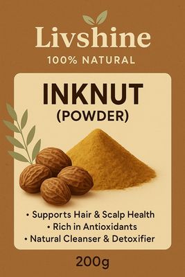 LivShine Natural Haritaki/Harad/Inknut Powder for Dark Circles - Ayurvedic Eye Care Remedy, Rich in Antioxidants - 200 Grams of Pure Powder for Brighter, Revitalized Under-Eye Skin