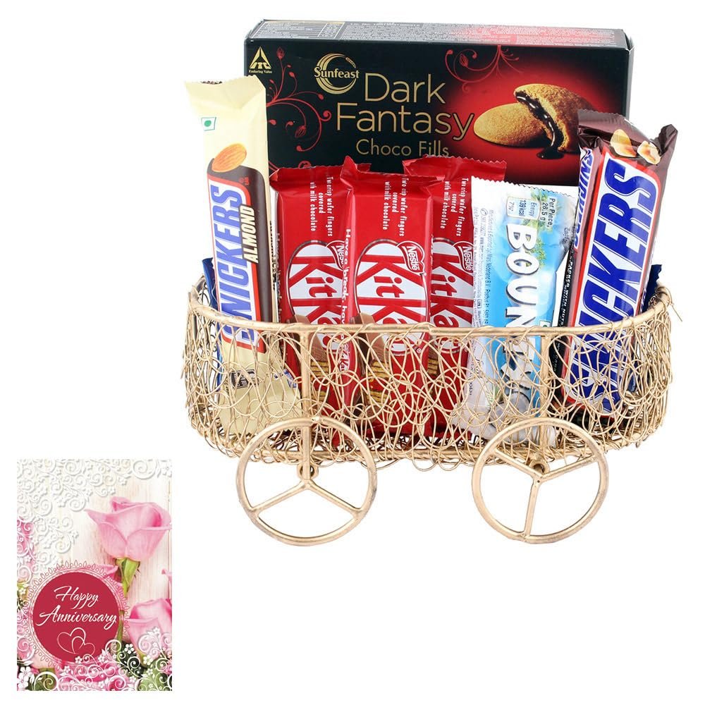 SFU E Com Premium Basket With Chocolates Combo | Anniversary Chocolate Gift Hamper | Anniversary Greeting Card With Chocolate Combo | 947