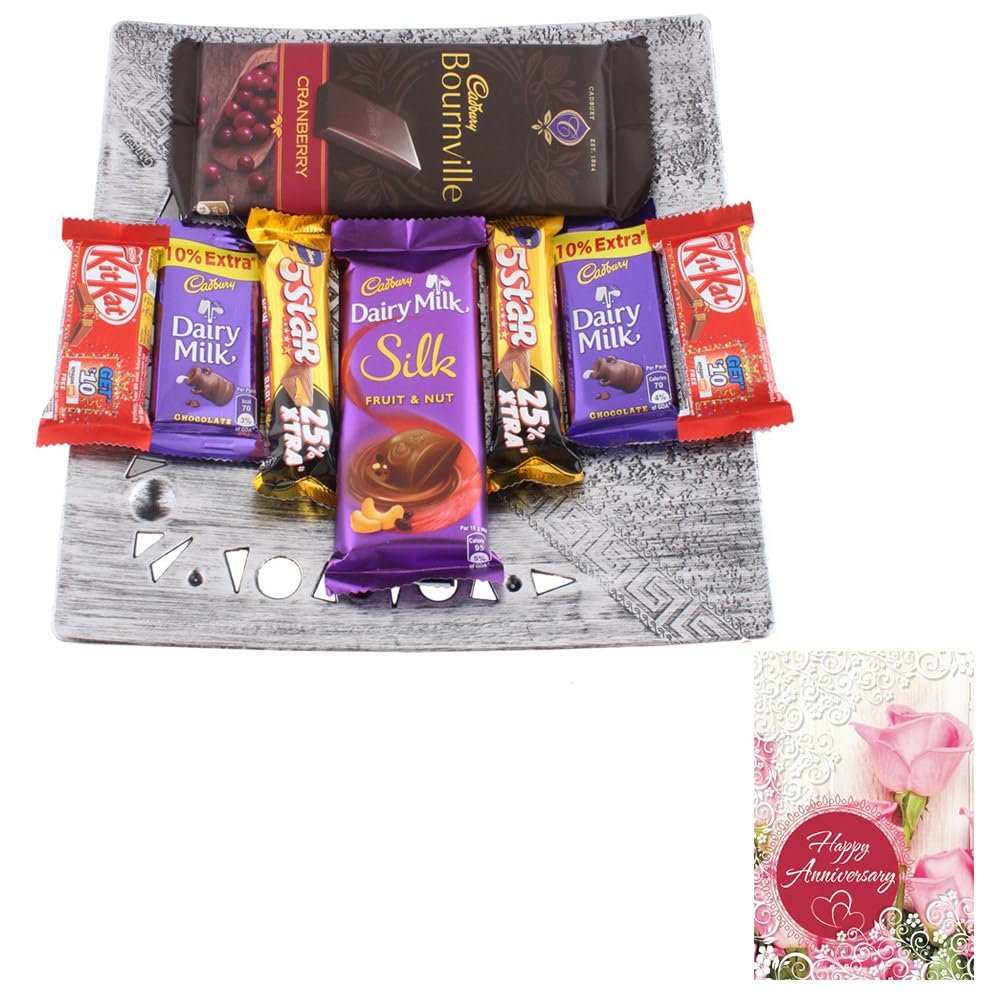 SFU E Com Bournville, Silk Chocolate Gift Hamper With Tray | Anniversary Chocolate Gift Hamper | Anniversary Greeting Card With Chocolate Combo | 552