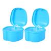 Ubervia 2 Pack Denture Bath Box Case Dental False Teeth Storage Box Cleaning Container Rinsing Basket Retainer Appliance Holder Tray view 1