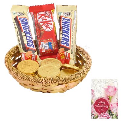 SFU E Com Almond And Nestle Chocolate Hamper | Anniversary Chocolate Gift Hamper | Anniversary Greeting Card With Chocolate Combo | 311