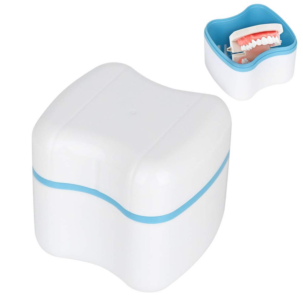 Ubervia False Teeth Container, False Teeth Storage Box Denture Box for Elderly Save Dentures(Blue)