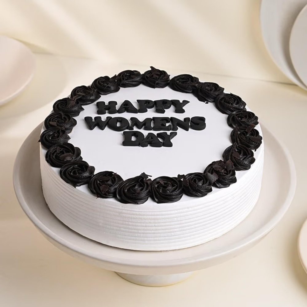 FlowerAura Women's Day Special Delicious Eggless Chocolate Cake Perfect Gift's For Girlfriend, Mom, Sister, Sister-In-Law, Mother-In-Law, Friend, Employee, Wife (Same Day Delivery) (0.5Kg)