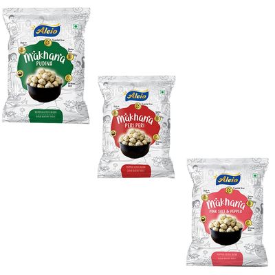Alieo Roasted Flavoured Makhana (Pudina, Periperi, Pink Salt & Pepper)