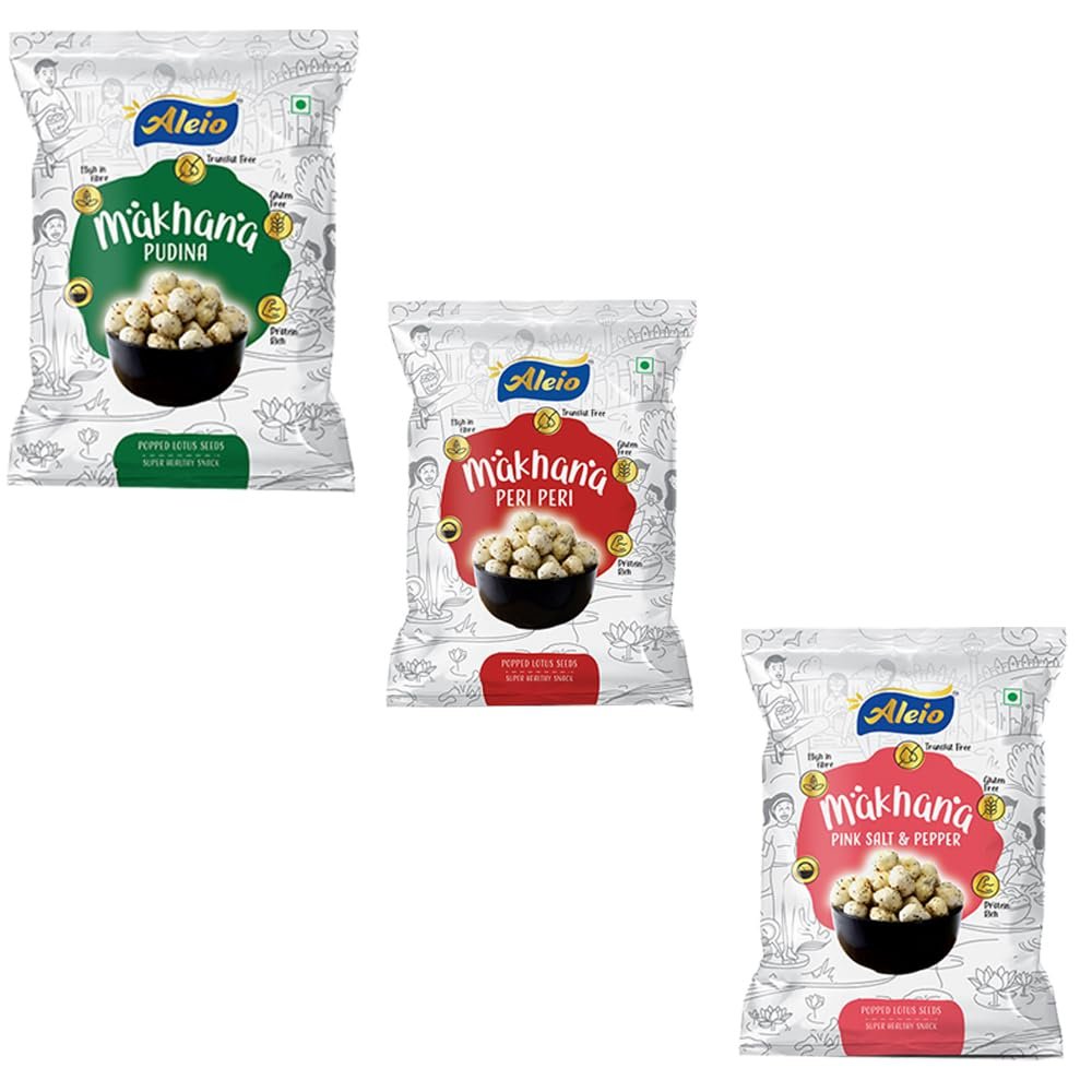 Alieo Roasted Flavoured Makhana (Pudina, Periperi, Pink Salt & Pepper)