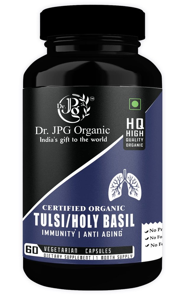 Dr. JPG Organic Tulsi Capsules For Immunity 500mg 60 Veg. Capsules/INDIA ORGANIC Certified