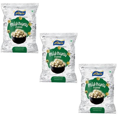Alieo Roasted Flavoured Makhana (Pudina Flavour Pack of 3)